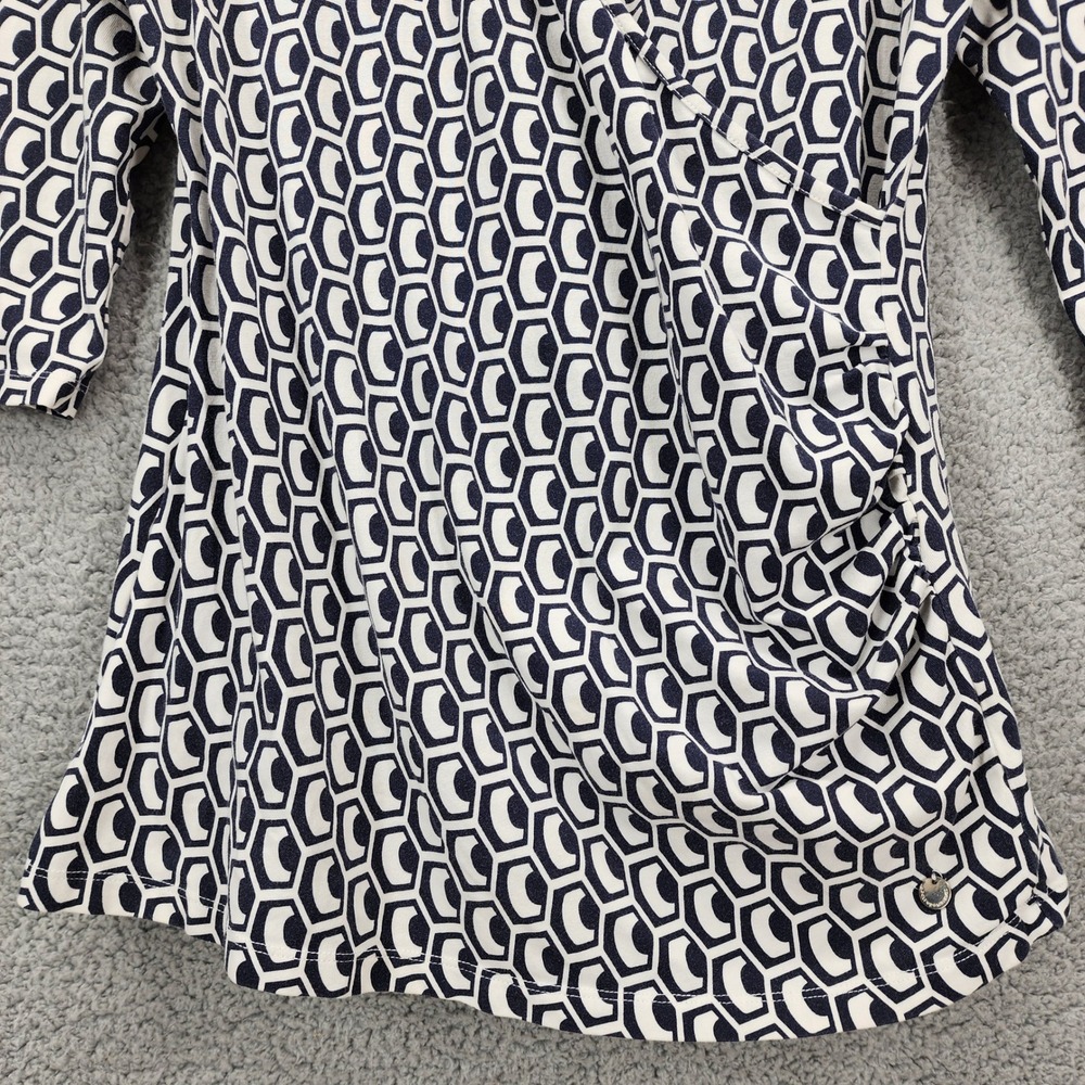 Adolfo Dominguez Womens Geometric Print V Neck 3/4 Sleeve Faux Wrap Top - Picture 10 of 14